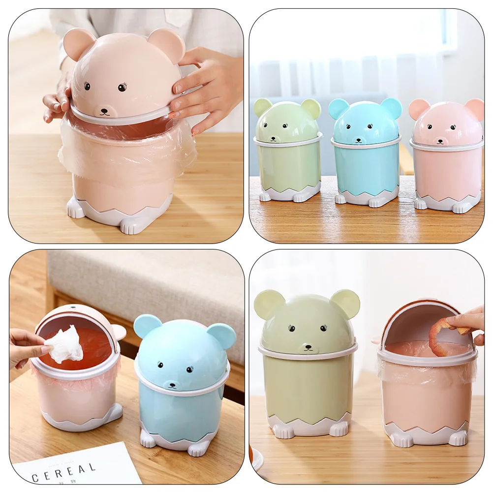 

2Pcs Flip Top Trash Can Household Wear-Resistant Garbage Pail Simple Design ABS Material Kitchen Bedroom Bathroom Living