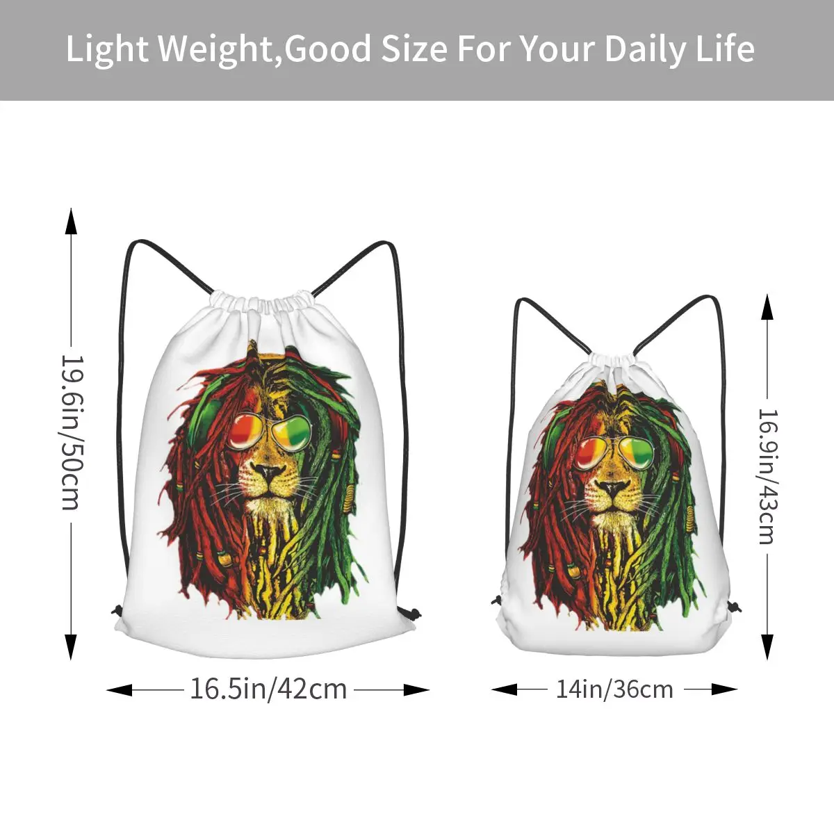 Rasta Lion Art For Reggae Lover Backpacks Multi-function Drawstring Bundle Pocket Shoes Bag Book Bags for Man Woman School