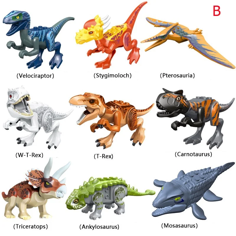 2025 dinosaures jurassiques tyrannosaure Rex Wyvern Velociraptor stégosaure blocs de construction jouets pour enfants briques figurines jouet
