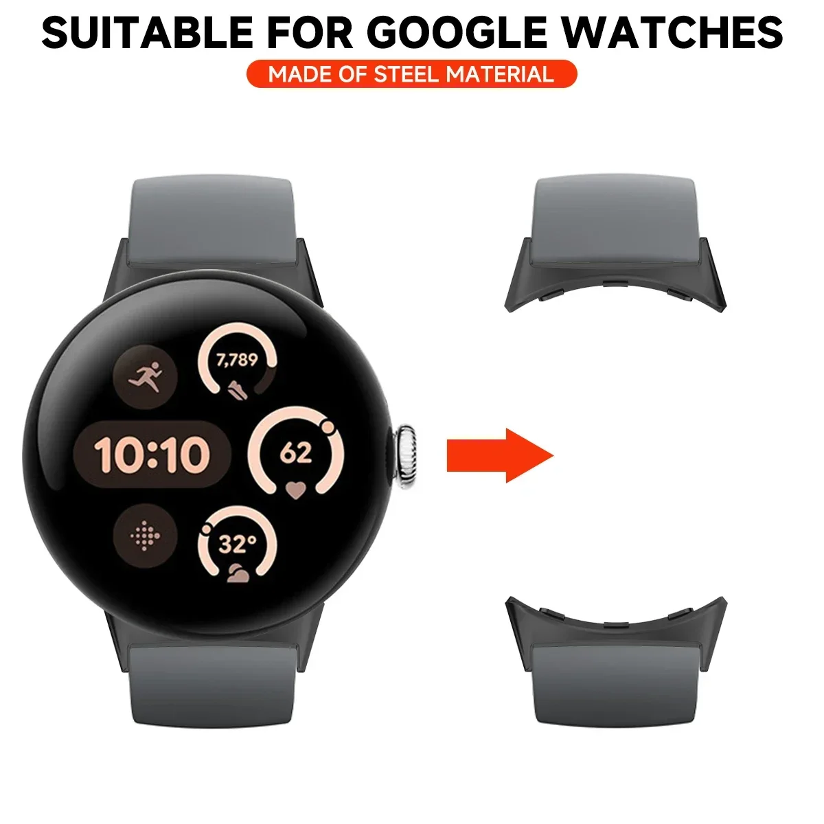 1 Paar Uhrenarmband-Verbindungsadapter für Google Pixel Watch 4/3 41mm 45mm Zubehör Metall-Smartwatch-Adapter Ersatz – Detail 4