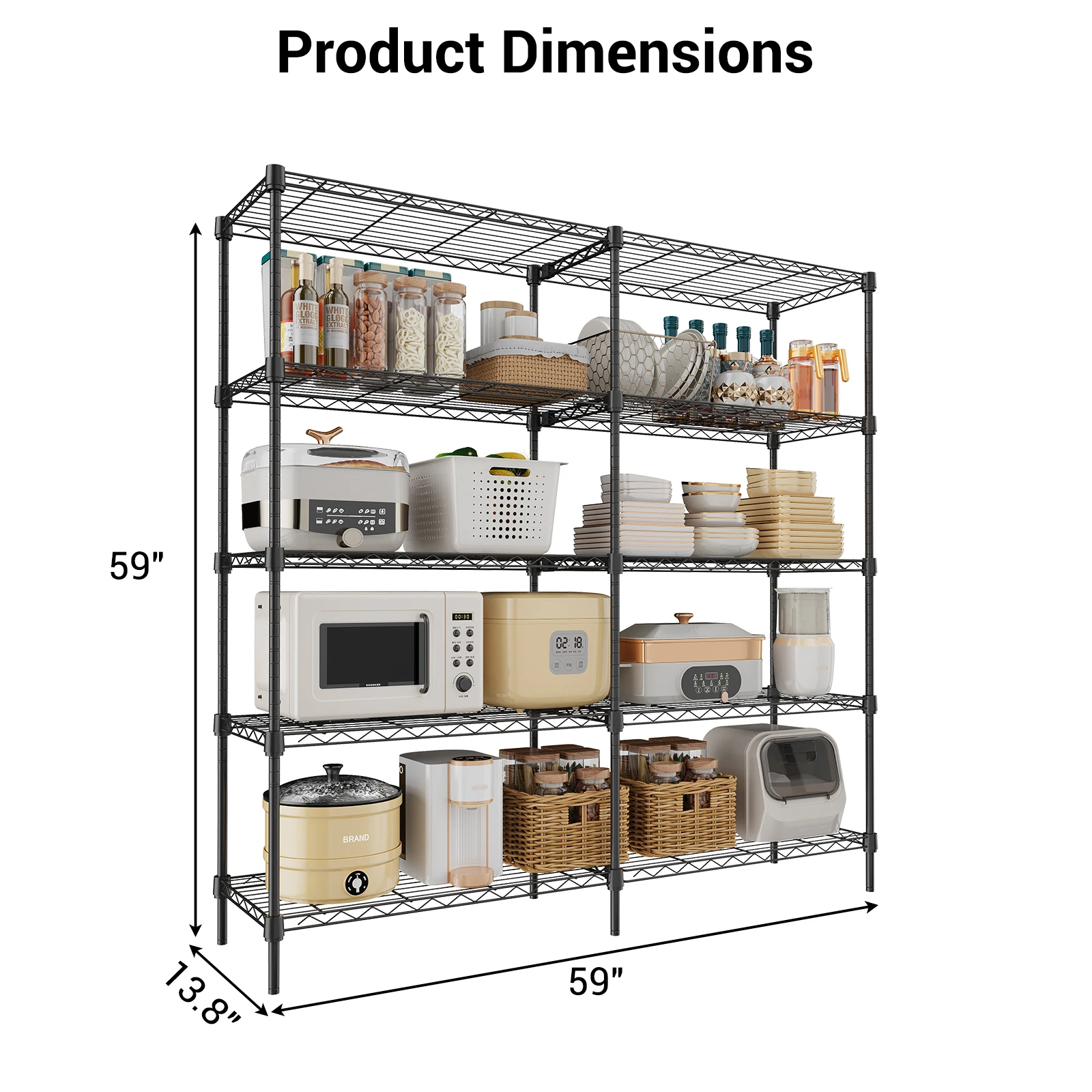 

5 Tier Storage Shelves 1400LBS Wire Shelving Unit Metal Shelving for Storage Rack Shelves for Storage Heavy Duty Garage Shelf