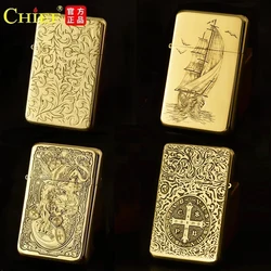 정교한 황동 등유 라이터 슬림 방풍 빈티지 그라인딩 휠 점화 라이터 담배 액세서리 남성용 선물