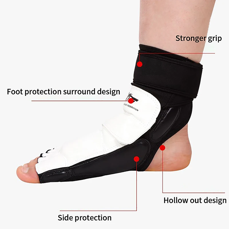 1Pair Kids Taekwondo Foot Protector Youth Sparring Gear for Karate, MMA Training & Kick Protection, Adjustable Foam Ankle Guards