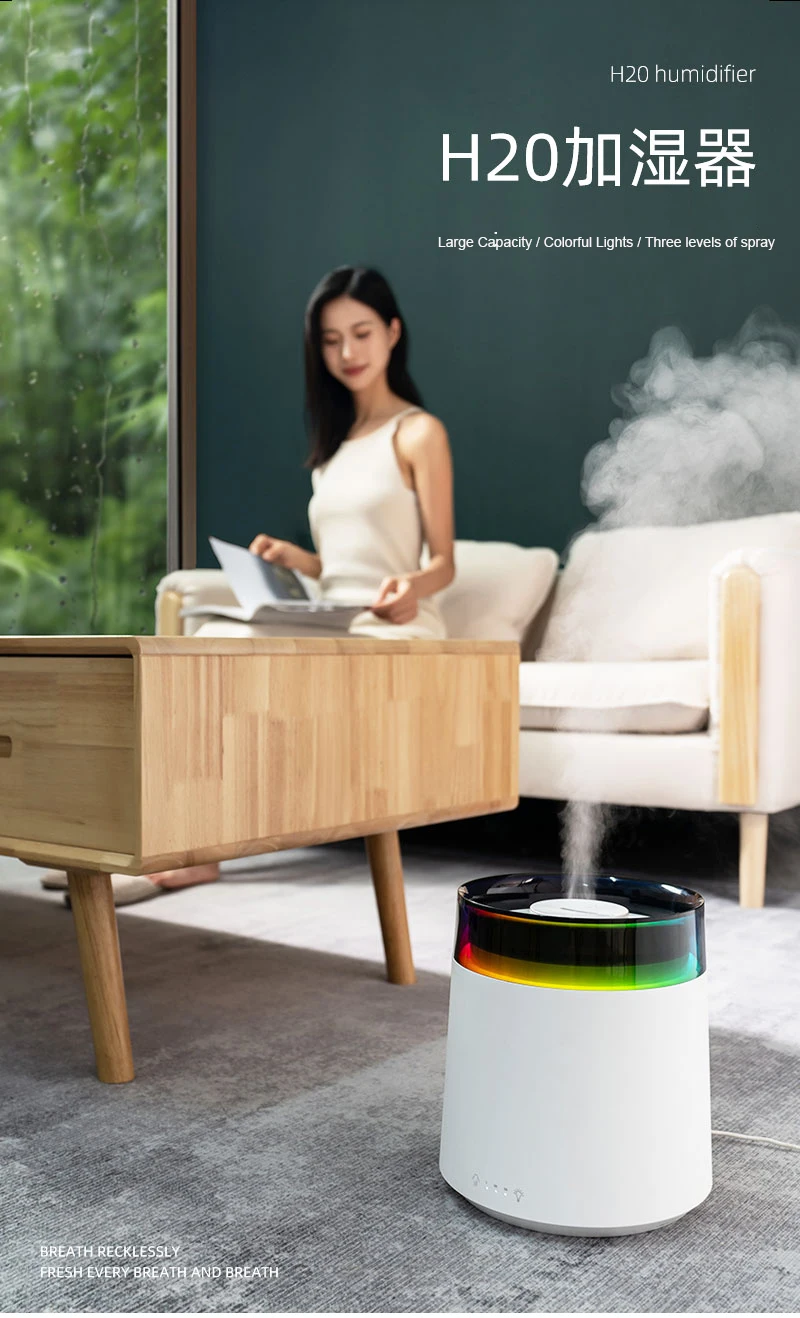 Intelligent Portable 3L Long Spraying Time Household Air Humidifier Big Size Three-gear Humidification with Colorful Night Light