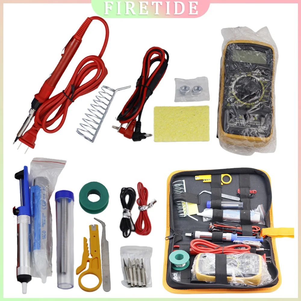 

Комплект электрического паяльника для температуры, 110 В, 220 В, 80 Вт, инструменты для сварки припоя с мультиметром, набор сварочных инструментов