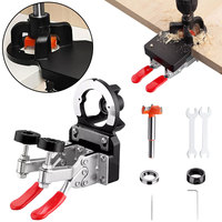 1 Set Hinge Boring Jig Cabinet Door Opener 35mm Woodworking Drilling Guide Locator Fixture Aluminum Alloy Hole Opener Template