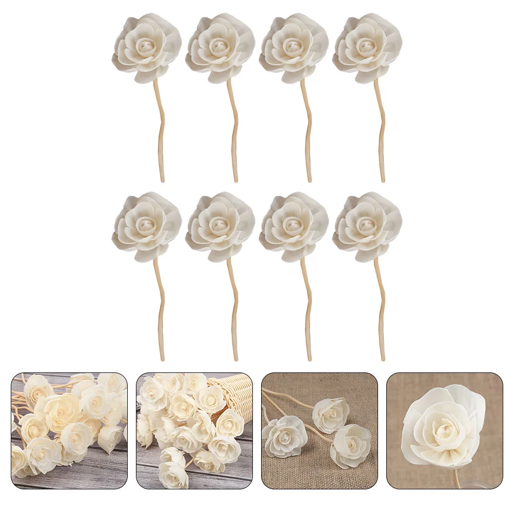 

8 Pcs Essential Oils Aromatherapy Dried Flowers Diffuser Sticks Wisteria Beautiful Ivory with Rattans Home Decor