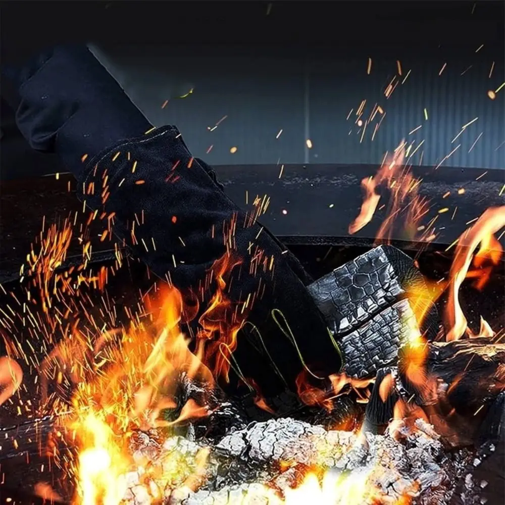 

Leather Heat Resistant Gloves High Temperature Resistance Heat Insulation Welding Gloves 14/16 Inch Safety Gloves Welding Work