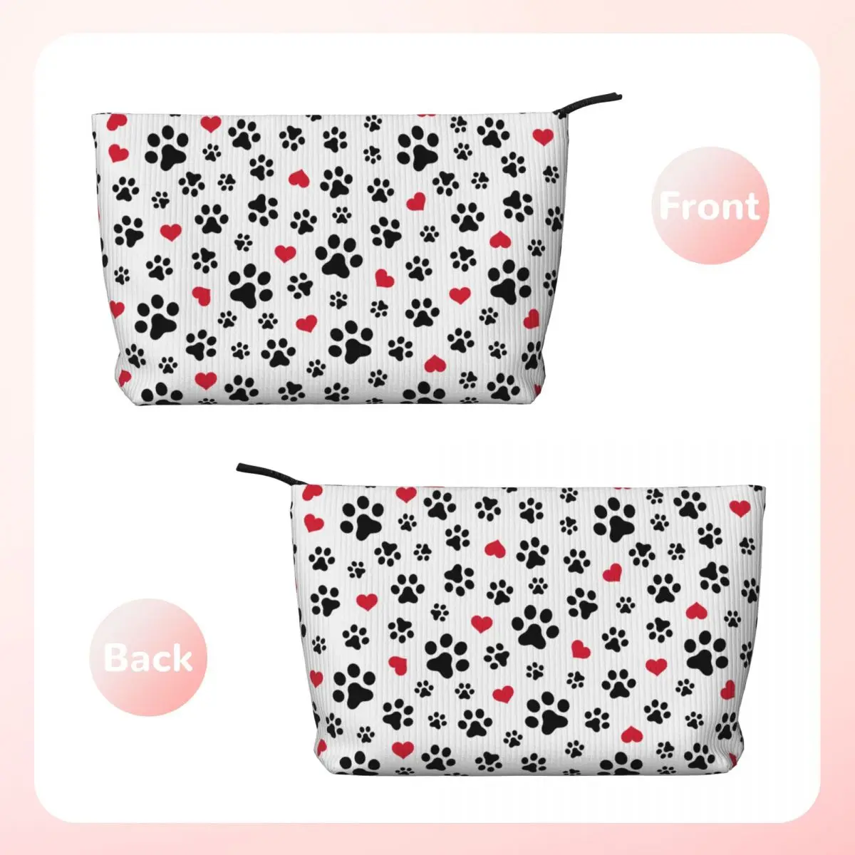 Custom Dog Paw Cat Heart Footprints Travel Toiletry Bag for Women Corduroy Makeup Cosmetic Organizer Beauty Storage Dopp Kit