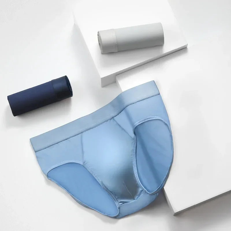 Men's ice - silk underwear. Thin - style for summer, with U - convex briefs. Breathable, solid - colored shorts