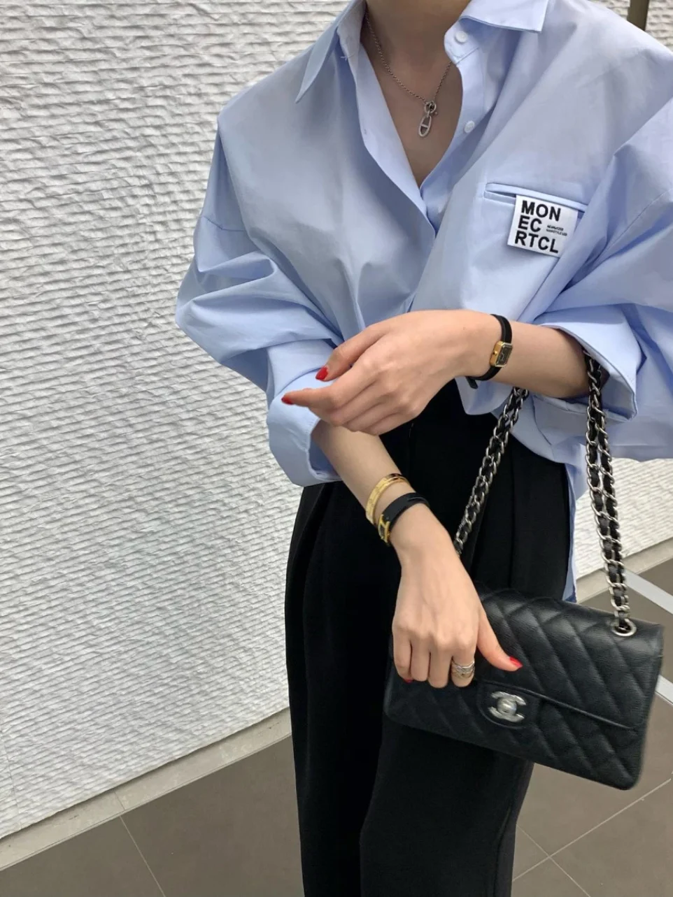 

Long Sleeve Casual Shirt Women's Spring Autumn Loose Slimming Blue Label Design Comfortable Fit Collar Button up