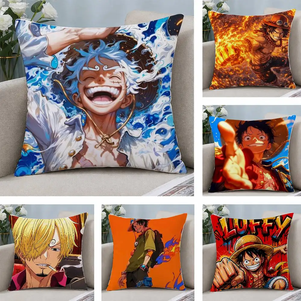One Piece Sun God Nika Anime Plush Pillow Cover Soft Short Plush Cushion Cover For Sofa Bedroom Home Decor Gift Decoration