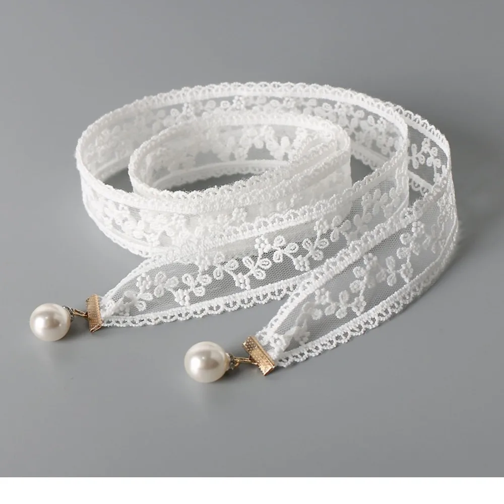 Versatile Casual Pearl Pendant Belt Sweet Design Lightweight Lace Waist Belt Elegant Style Dress Waist Chain for Women