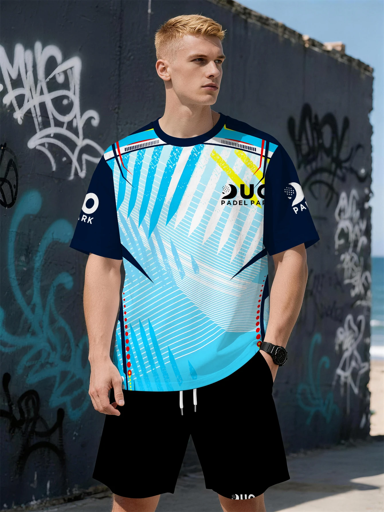 

2026 Summer New Men's Short-Sleeved Set with 3D Sports Letter Print Fashionable Street Style Comfortable Lightweight Soft