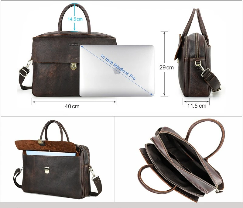 حقيبة الكتف رسول حقائب الرجال جلد طبيعي 15.4 بوصة حقيبة لابتوب للرجال حقيبة مكتب الأعمال حقيبة يد