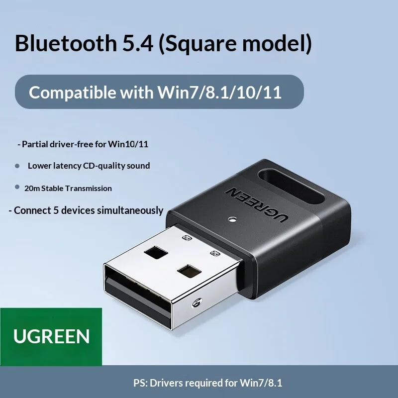 UGREEN CM748 35058 USB Bluetooth 5.4 Adapter Wireless Dongle for Windows 7 8.1 10 11 PC Laptop