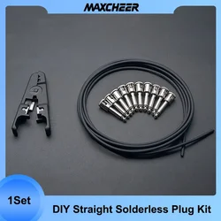 DIY Guitar Solder-free Pedal Patch Cable Board Copper Cable Kit Set 10 Strait Audio Solderless 6.35 Mono Jacks