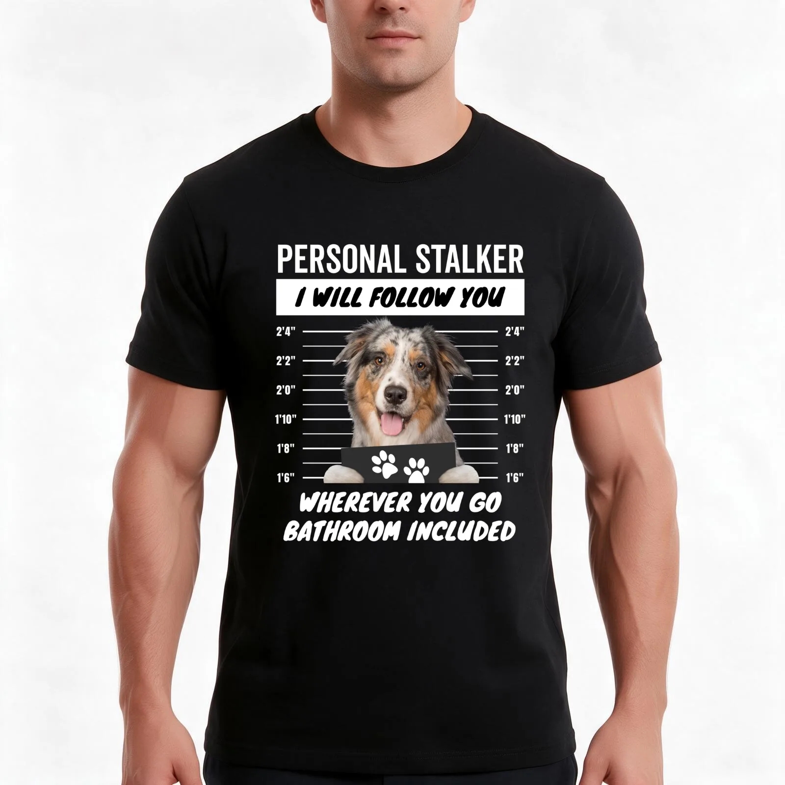 Personal Stalker Aussie Quotes – Blue Merle Australian Shepherd T-Shirt Summer Casual Cotton Tee Oversized Streetwear Tops