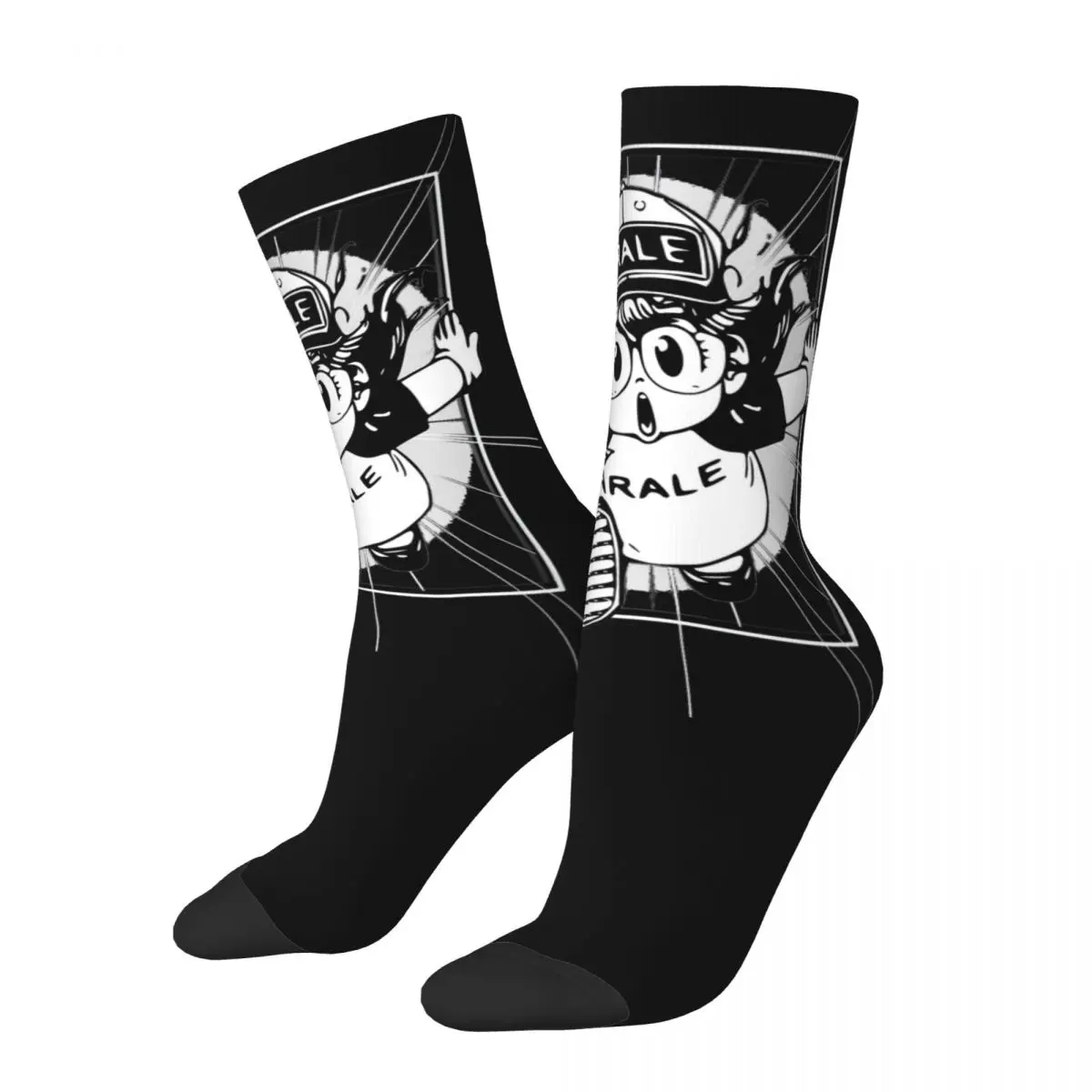 Funny Arale Dr Slump Anime Basketball Socks Toriyama Manga 90s Polyester Middle Tube Socks for Unisex Sweat Absorbing