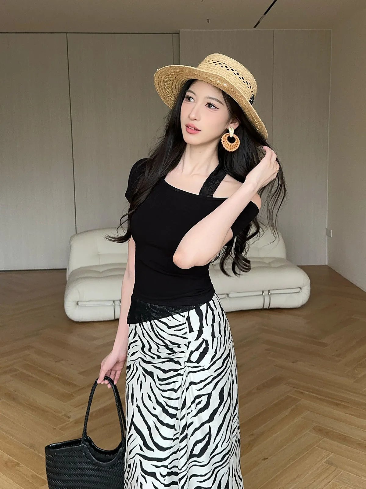 

Женский летний универсальный топ JiJinqi с кружевом и асимметричным кроем, дышащий, для коррекции фигуры