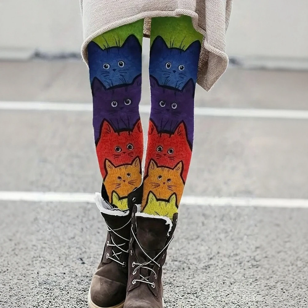 เลกกิ้งแฟชั่นผู้หญิงลายพิมพ์น่ารัก สไตล์เรียบง่าย ใส่สบาย ปี 2024