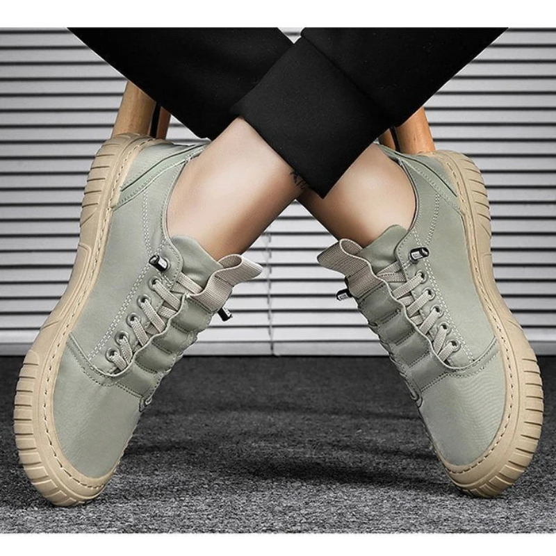 2026 Canvas Men's Shoes Breathable Green Casual Shoes for Men Comfor All-match Sneakers Ice Silk Cloth Men Walking Tennis Shoes