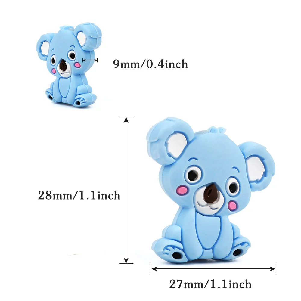 10Pcs/lot Silicone Koala Beads Baby Teething Chew Necklace Pacifier Clips Chain DIY Shower Toy Accessory Silicone Bead