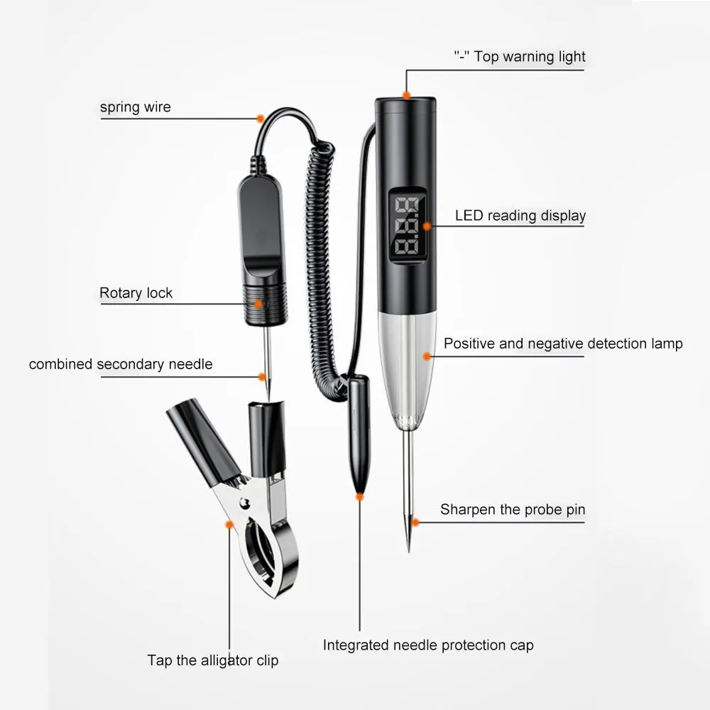 Car Trunk Voltage Circuit Tester Pen LED Digital Display Power Probe Voltage Detector Car Repair Maintenance Diagnostic Tool