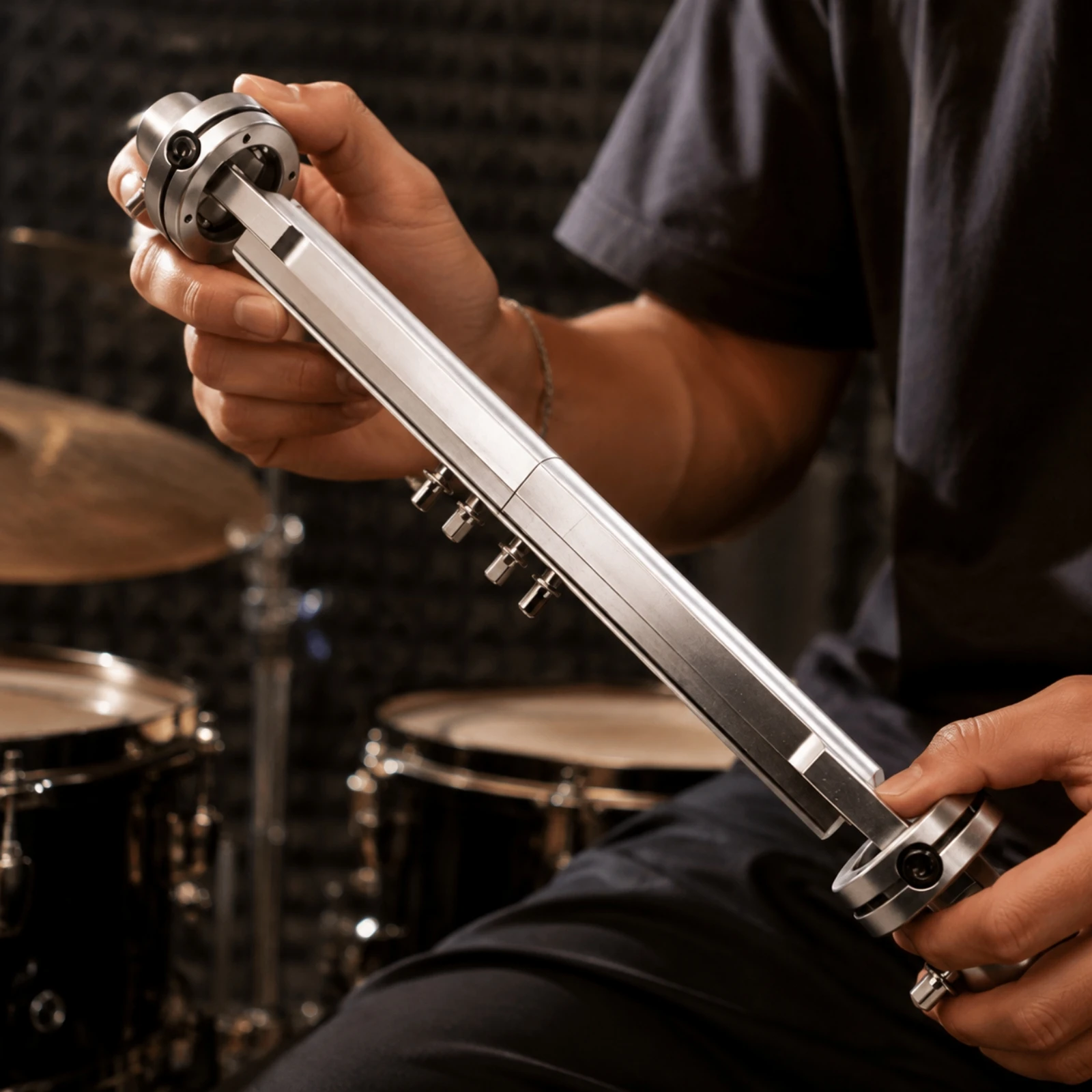 Drum Double-Pedal Linkage Connector Rigid Aluminum Alloy Drum Pedal Connector Sturdy Metal for Drummers, Live Performance Rigs