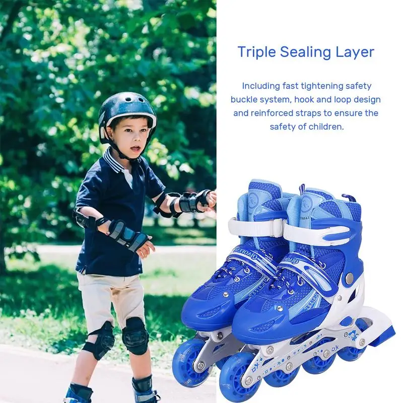 Skates Adjustable Size Multi Color Safe Durable Inline Children Unisex Roller Skates Triple Sealing Layer for Kids Sports