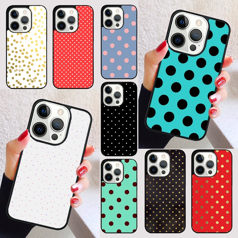 Casing ponsel Polka Dot, sarung HP untuk iPhone 15 16 13 12 11 14 Pro Max Mini SE 2020 7 8 6S Plus