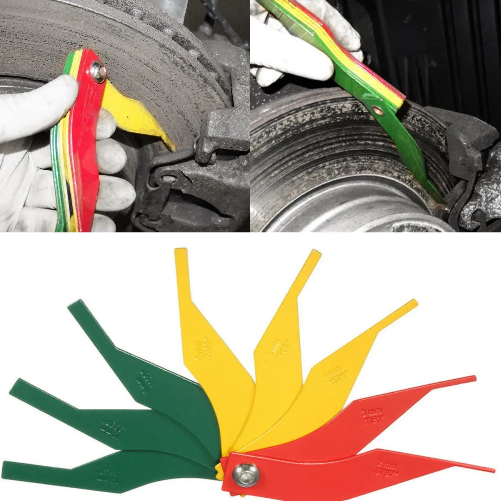 

Автомобильный измерительный прибор, толщина тормозной щуп, колодка обнаруживает зеленый, желтый и красный, измерительный пластиковый сменный инструмент, практичный