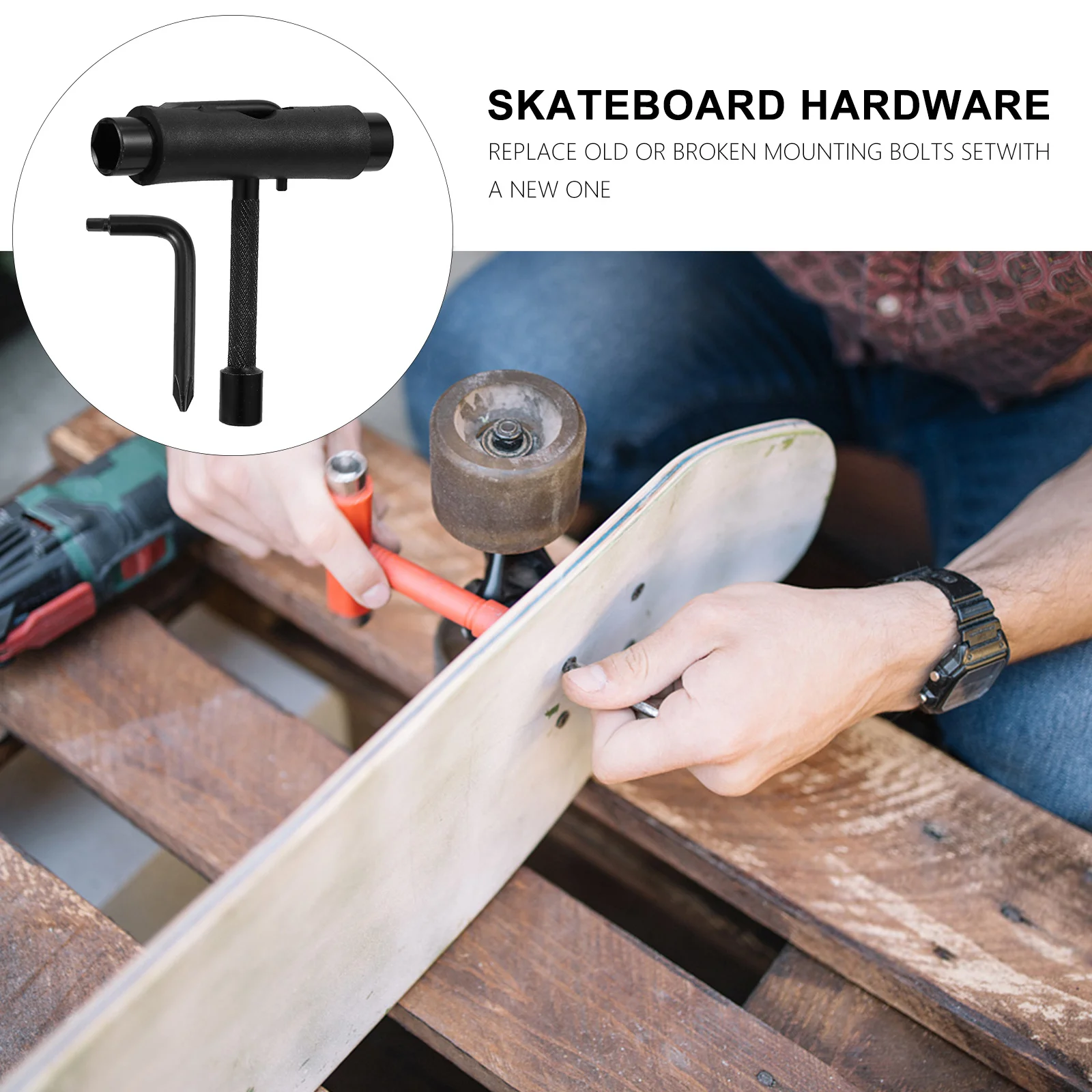

T Skateboard Compact Portable Screwdriver Wrench for Long Board Skate Accessories Skateboard Screwdriver