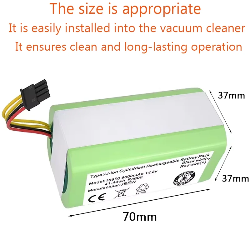 14.4V 6800mAh Li-ion Battery for Conga 990 1090 Tesvor X500 Ecovacs Deebot N79 N79S DN622 Eufy RoboVac 11 11S 30 30C 35C