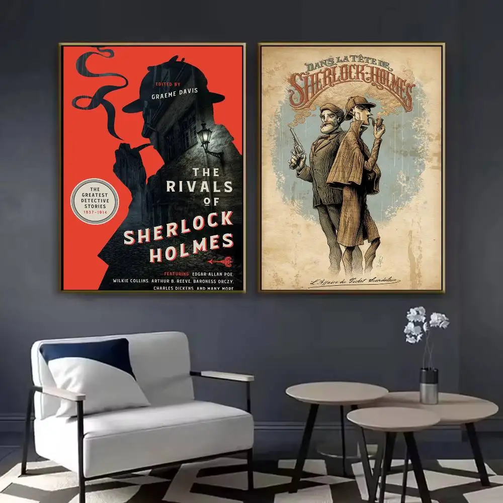 ملصق المحقق S-Sherlock H-Holmes 	   لوحة فنية جدارية عالية الجودة للمنزل والمكتب وغرفة النوم وغرفة المعيشة وبار المدخل هدية مثالية