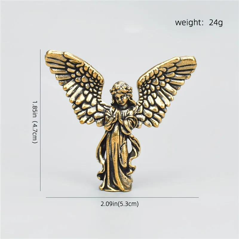 1Pc Brass Angel Figurine,Guardian Wings Cupid Statue,Desktop Collectible,Personalized Home Decor for Christmas Halloween Autumn