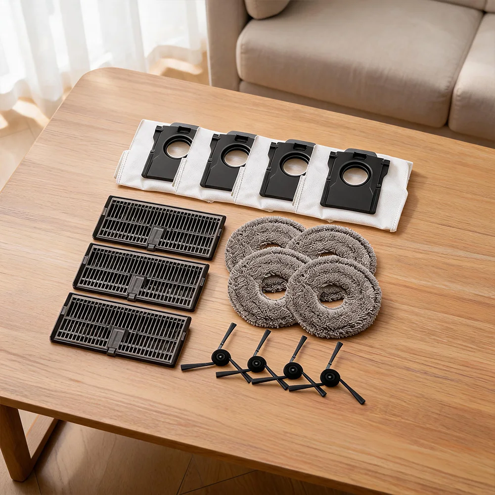 Home Cleaning Accessories for MOVA P10 for Pro For Ultra Filters Mop Cloths Dust Bags and Side Brushes for Optimal Cleaning