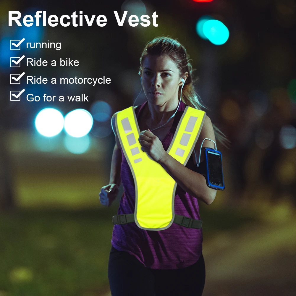 سترات أمان عاكسة خفيفة الوزن وقابلة للتعديل سترة مرنة سترة Hi Vis شرائط عاكسة للتحكم في حركة المرور والجري وركوب الدراجات