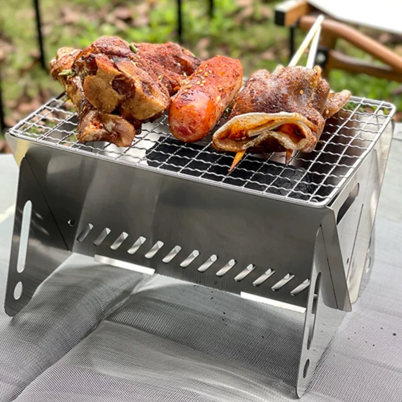 Outdoor Camping Folding Card Stove Household 2-3 Person Mini Camping Portable Stainless Steel Barbecue Stove