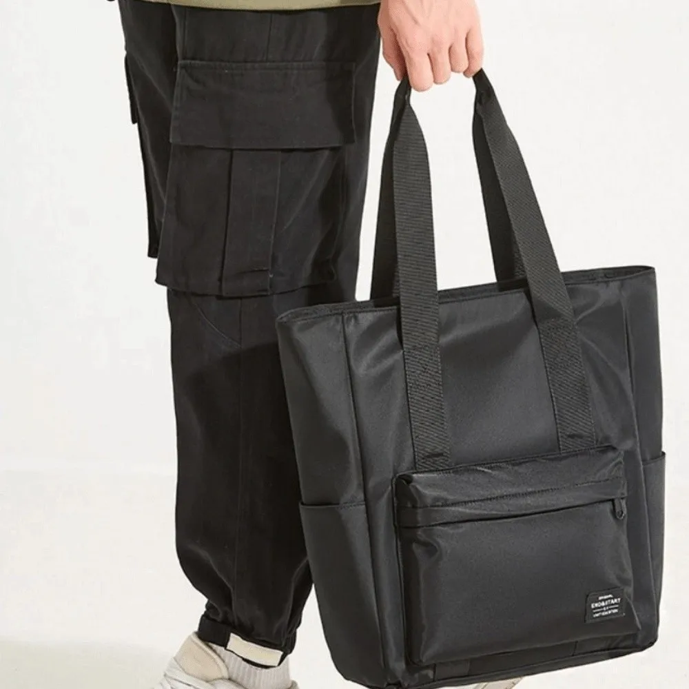 Fashion Waterproof Nylon Handbag Large Capacity Oxford Cloth Male Tote Bag Casual Black Briefcase Work