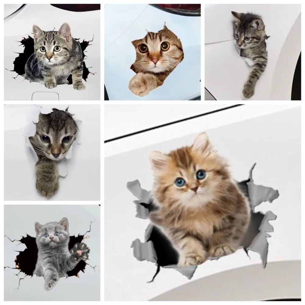 3D Cat Car 3D Cat Stickers Waterproof Universal Cat in The Crack Sticker Funny Creative Car Body Scratch Masking Stickers