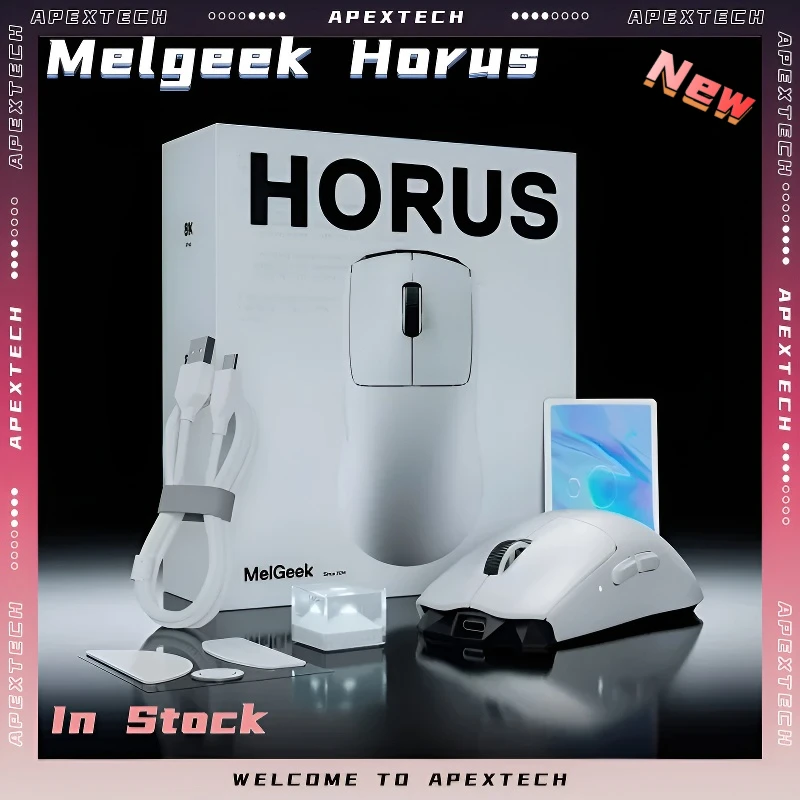 

Беспроводная игровая мышь MelGeek HORUS Bluetooth, 49 г, легкая, с сенсором PAW3950, двойной частотой опроса 8000 Гц, эргономичная, для FPS-игр