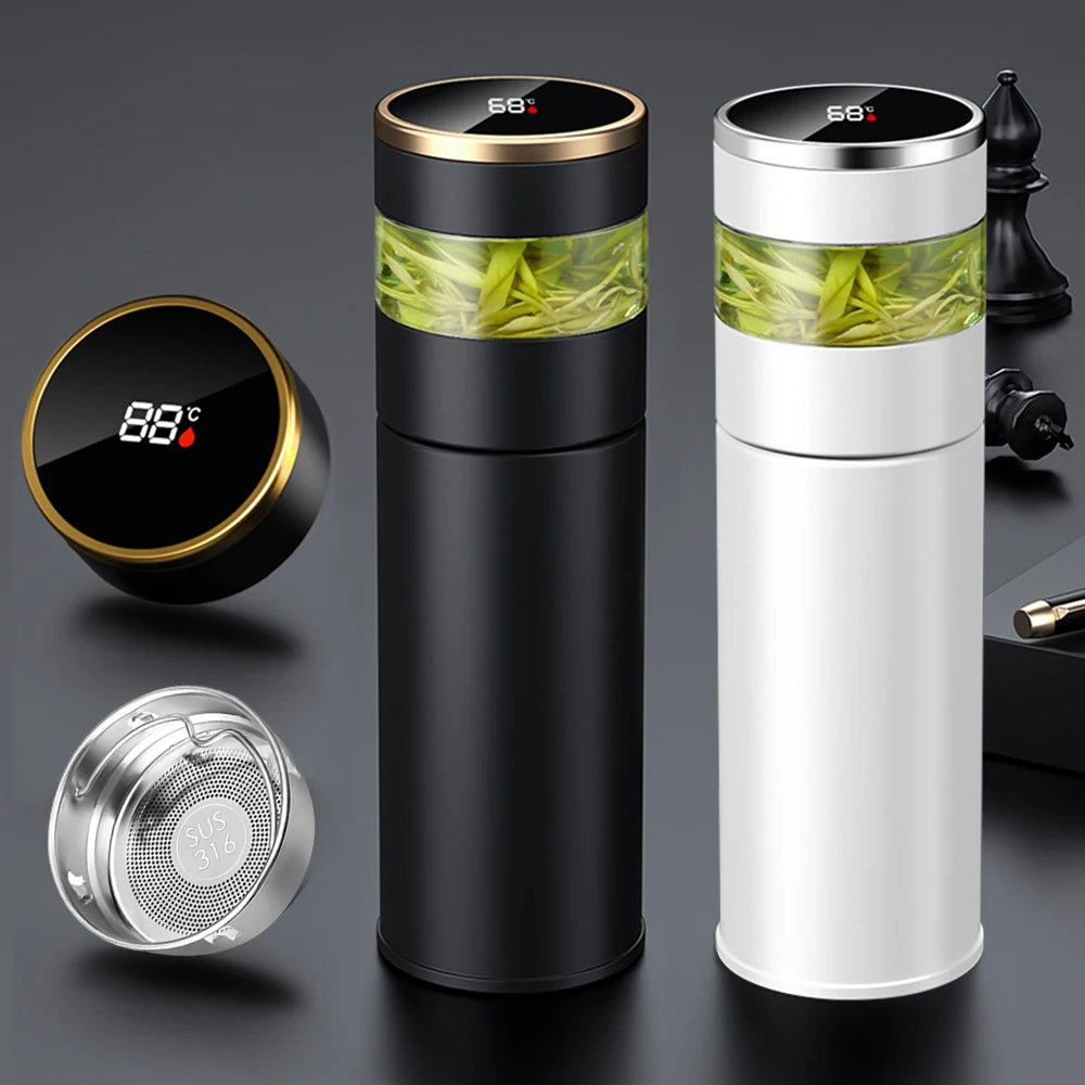 Thermos avec lumière LED en acier inoxydable