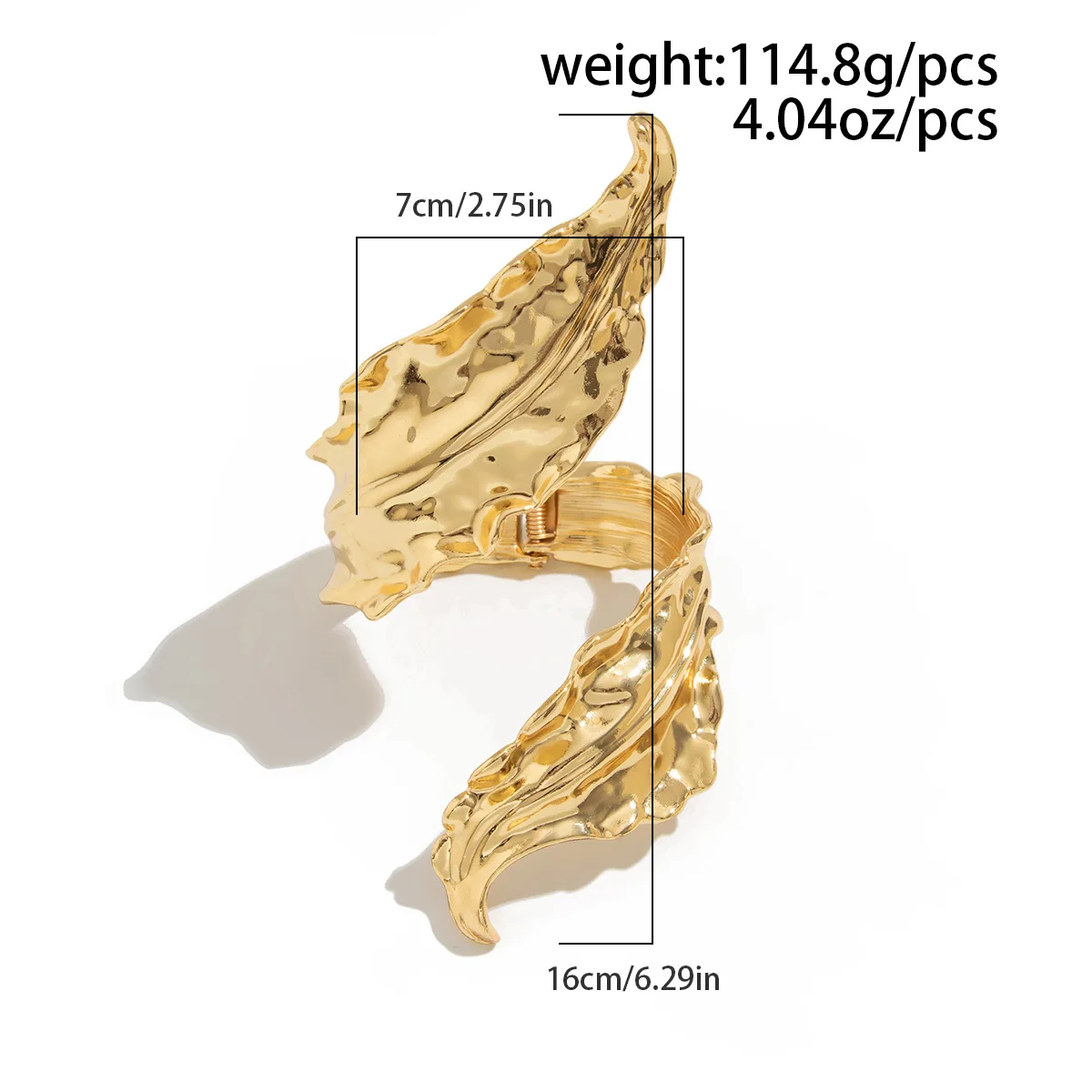 DIEZI Luxury Gold Color Metal Leaves Cuff Bangles for Women Men Exaggerated Punk Geometric Wrap Bangle Bracelet Party Jewelry