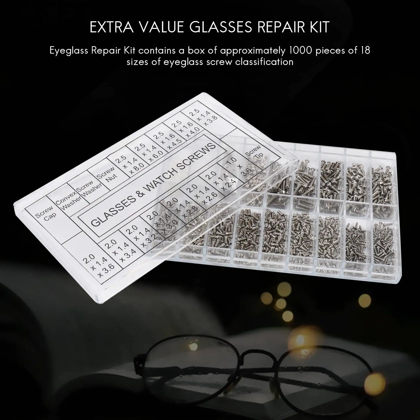 

A43T Assorted Size Screws For Watch Clock Eye Glasses Optician Watchmaker Repair Part Tool