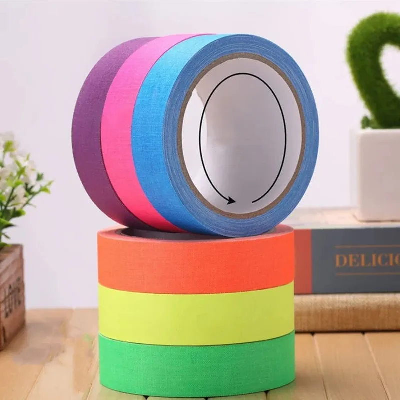 6-Color Fluorescent Tape Set - Colorful Glow-In-The-Dark Tape, Suitable for Crafting, Party Decorations, and Classroom Layouts |   Multiple Color Options, Sparking Endless Creativity