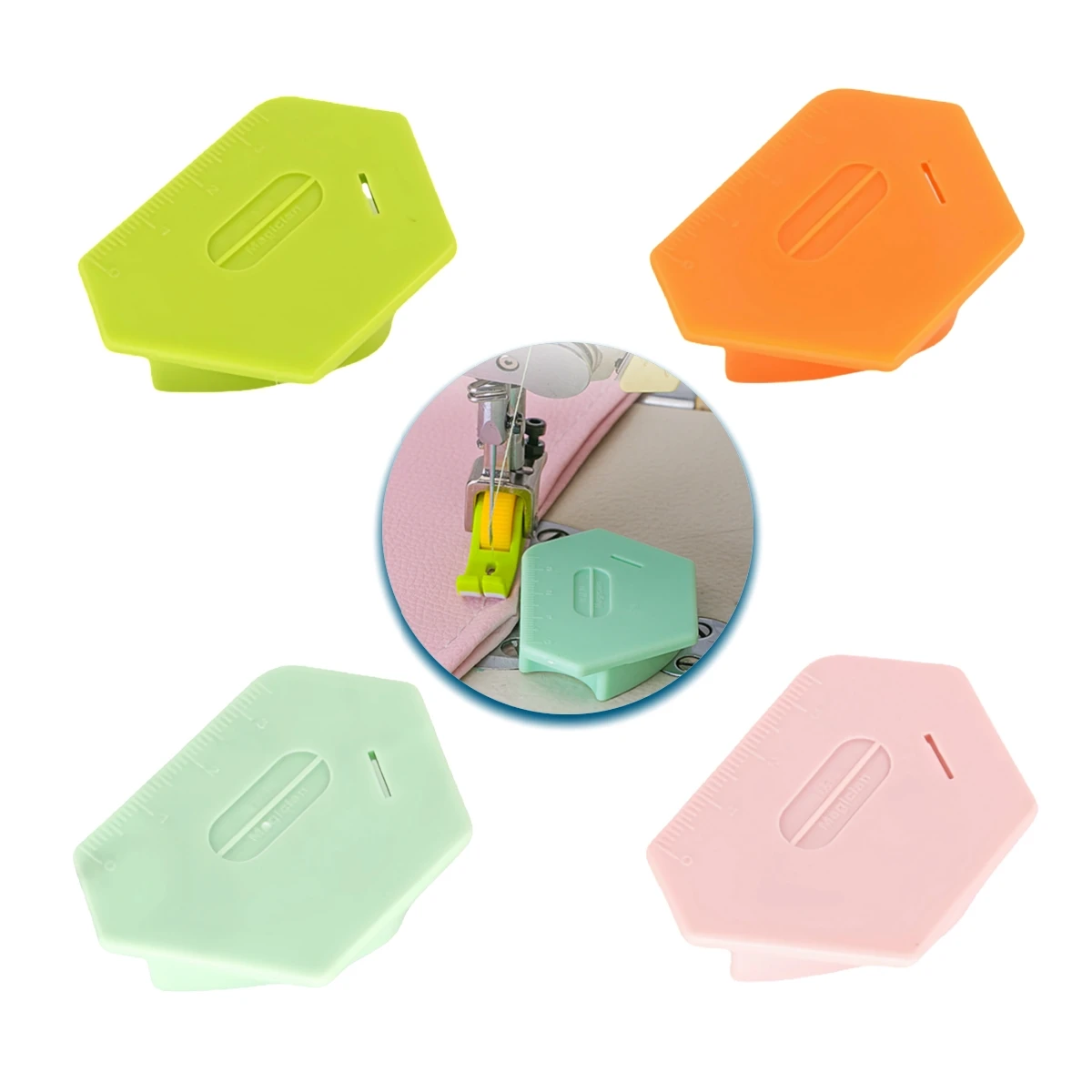 

1Pcs Plastic Magnetic Sewing Seam Guide Machine Polygonal Anti-Curling Positioner Multifunctional Ruler Hemmer Sewing Accesso
