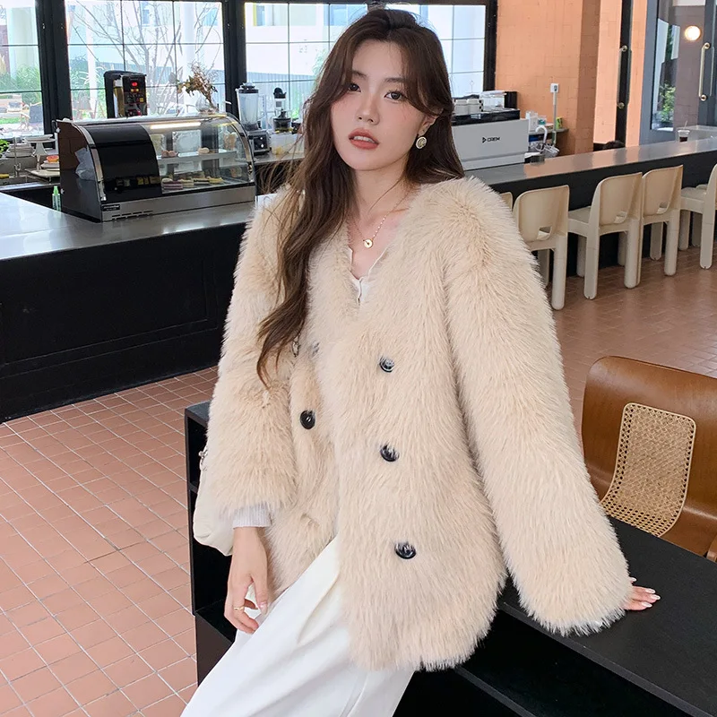 2023 Autumn/Winter New Fox Fur Imitation Fur Coat Women's One Piece Korean Version Young Mink Mink Coat