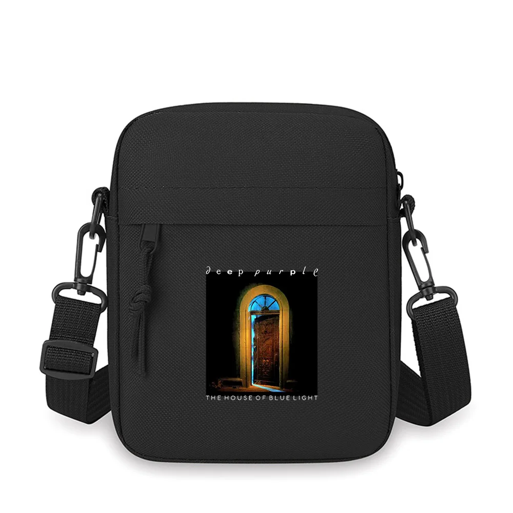 

Wooden door arched entrance deep purple text Men Crossbody Bag Single Shoulder Women Cartoon Anime Film Printing Design Unisex