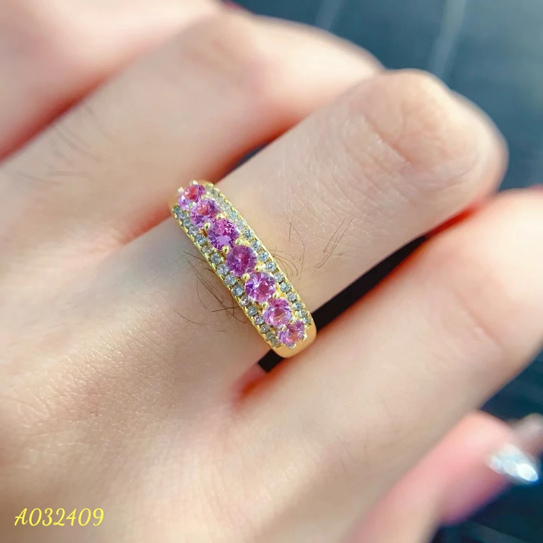 

Natural Pink Sapphire Women's Rings S925 Pure Silver Exquisite Inlaid High Clarity Premium Gems Support Testing